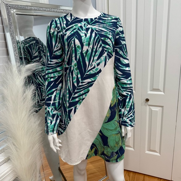 blue and green color block dress TWIZZLE Dress in Dark Blue/Genoa Green main image 0